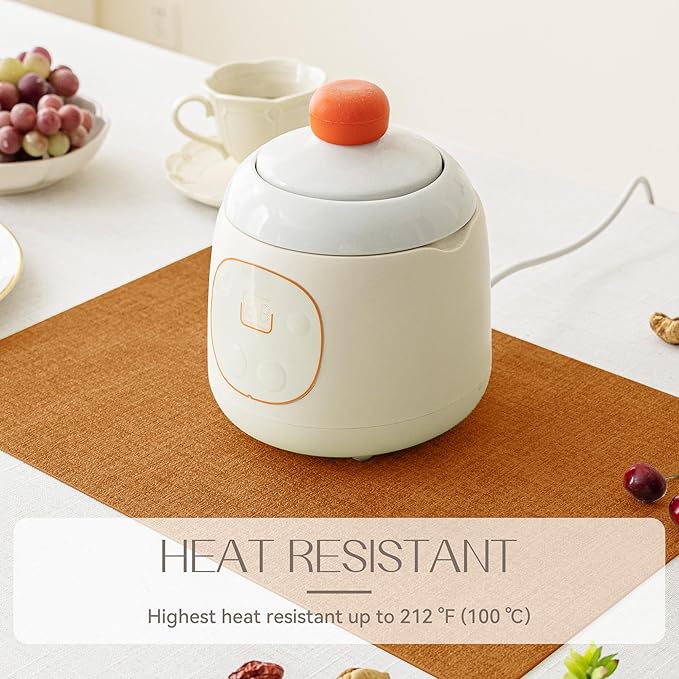 Romanstile Fall Vinyl Placemats Set of 8-12 X 18 Inch - Heat Resistant Place Mats 100% Waterproof Oilproof Wipeable Reversible Faux Leather Table Mats for Kitchen/Dining/Party/Outdoor, Orange