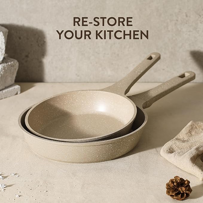 CAROTE Pots and Pans Set Nonstick, Cookware Set Non Stick, Induction Cookware Sets, Kitchen Cooking Set with Stay-Cool Handles, 10 Piece