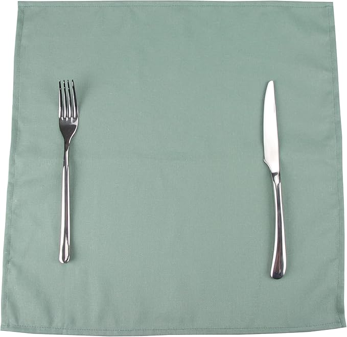 Solid Color Linen Blended Thin Dinner Cloth Napkins - Set of 12 (40 x 40 cm) - for Events & Home Use (Sage Green)