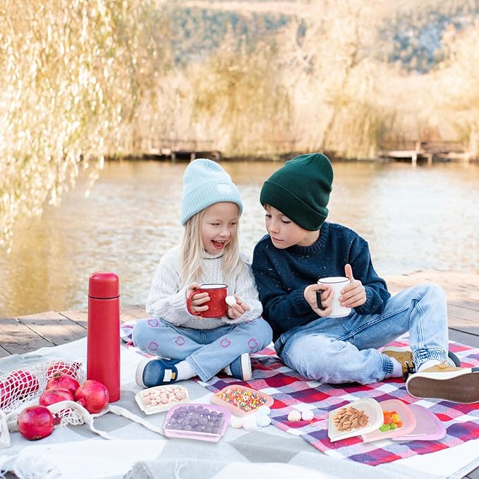 Platinum Reusable Silicone Bags - Food Grade Silicone Pocket Bags 6 Pack 7oz - Food Storage Container for Snack, Dog Treat and Cards - Large Opening Easy Clean Oven and Dishwasher Safe - Mix Color