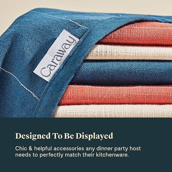 Caraway Tea Towels - Reusable Dish Towels - Made from 100% Organic Cotton - Highly Absorbent & Lint-Free - Perfect for Kitchen Cleanup or Table Setting - Extra Large Size - Perracotta