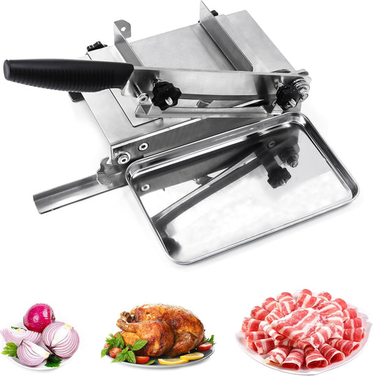 Meat slicer, GrillFancy stainless steel heavy manual frozen meat slicer, beef and lamb roll food slicer, suitable for home cooking, Cheese slicing, BBQ slicing, easy to use