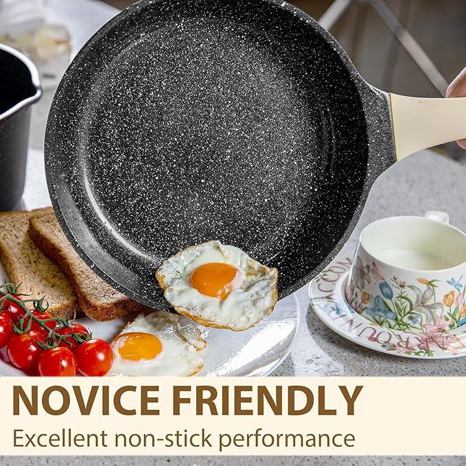 Romswi 23pcs Pots and Pans Set Non Stick, Kitchen Cookware Set with Casserole, Frying & Saucepans, Oven Safe & Stovetop Agnostic Non Toxic Cookware (Gas, Electric & Induction) - Black