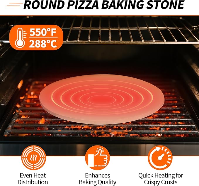 Round Pizza Stone for Oven, 13" Cooking Stone Compatible with Breville Smart Oven BOV800 BOV845, Cordierite Baking Stones for BBQ Grill, Pizza Stones BOV800PS Replacement for Breville Oven Accessories