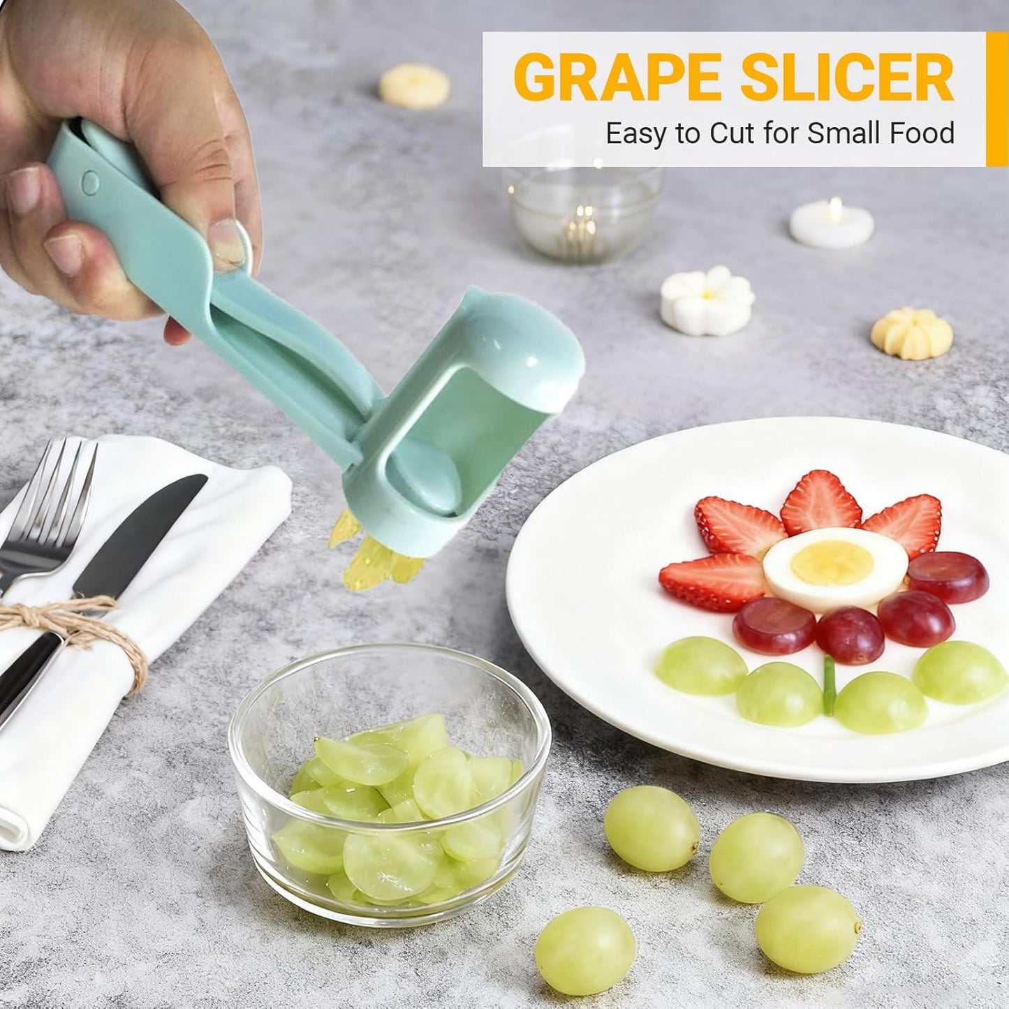 Egg Slicer and Grape Slicer for Fruit Salad, 4 Slicing Modes Slicer, Stainless Steel, Easy Grape and Tomato Slicing, for Egg, Grape, Strawberry,Cherry,Tomato,Send Goods From Local Warehouse