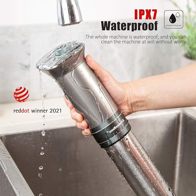 KitchenBoss Sous Vide Cooker Machine: Ultra-Quiet Built-in TFT Recipes IPX7 Waterproof Circulator Cooker Brushless DC Motor 1100 Watts Immersion Circulator Sous Vide Cooking Machine G320, Silver