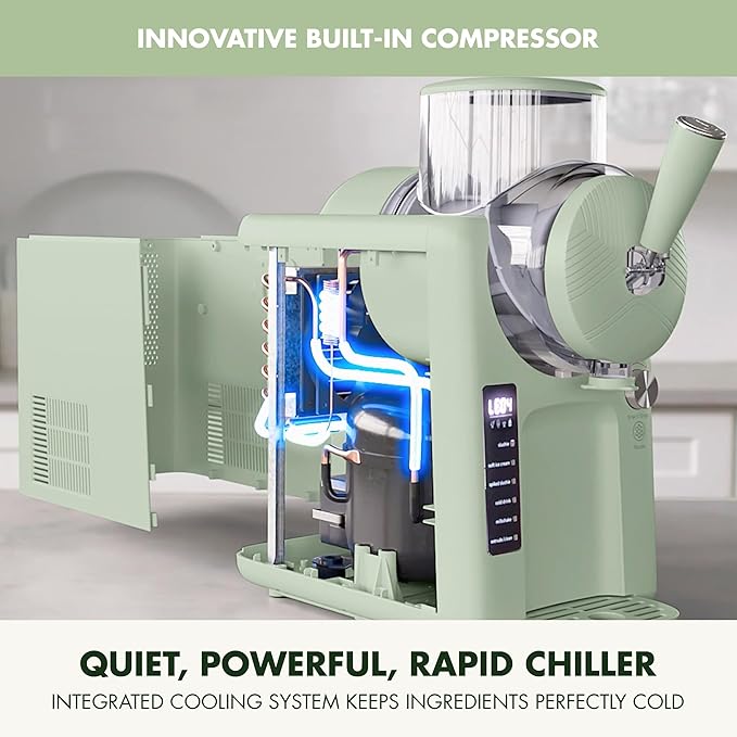 GreenPan Frost Ice Cream Machine & Frozen Drink Maker, Soft Serve, Slushie, Sorbet, Milkshakes & Cocktails, No Freezer Needed, 7 Textures, Quiet & Rapid, Easy Clean, Family Size, Pistachio Sage