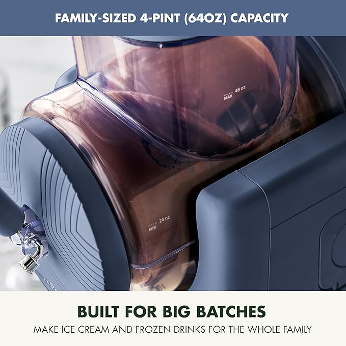 GreenPan Frost Ice Cream Machine & Frozen Drink Maker, Soft Serve, Slushie, Sorbet, Milkshakes & Cocktails, No Freezer Needed, 15-in-1, 7 Textures, Quiet & Rapid, Easy Clean, Family Size, Berry Blue