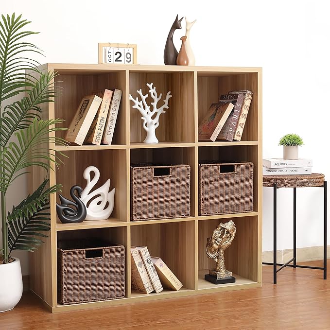 Wicker Storage Basket - Large 12x12x10in Cube, Woven Wicker for Shelves, Pantry, Kitchen & Bathroom Organization (Brown)