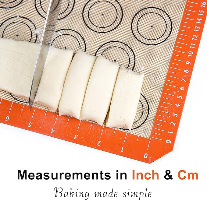 Silicone Baking Mat - Best German Silicone - Non Slip Silicone Baking Sheet, Non Stick Reusable Silicone Mats For Baking, Oven Liner, Counter Mat, 2 Half Sheets Macaron Baking Mats