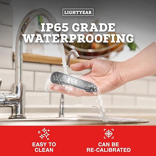 Lightyear Meat Thermometer | Instant Read Cooking Thermometer for Grilling, Roasting & BBQ, Built-in Magnet, IP65 Waterproof, Food-Grade Stainless Steel Temperature Probe