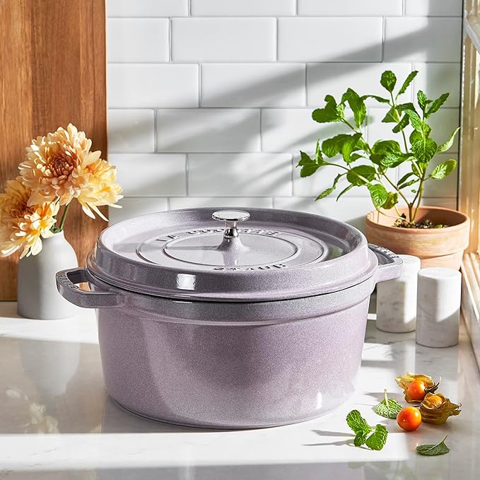 STAUB Cast Iron 7-qt Round Cocotte - Lilac