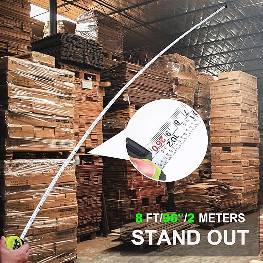 HAUTMEC Tape Measure 25ft with Dual Scale Metric and Imperial 1/8 Fractions Measuring Tape Compact Economical for Home DIY Renovations Crafting Quick Fixes HT0325-TM