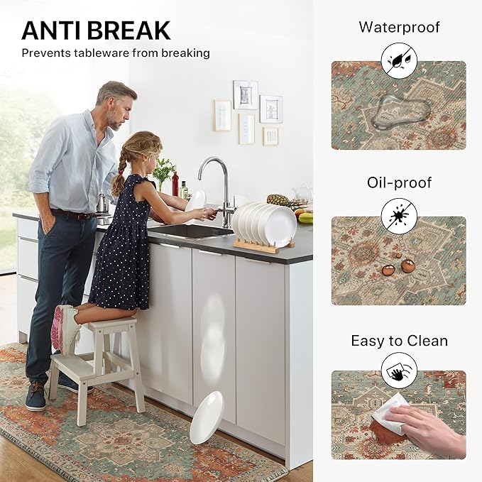 GENIMO Kitchen Mats for Floor, Washable Anti Fatigue Mat for Cushioned, 23.6"x71", Waterproof Kitchen Rugs, Non Slip Comfort Standing Mat Rug for Home, Sink, Laundry, Multi Color