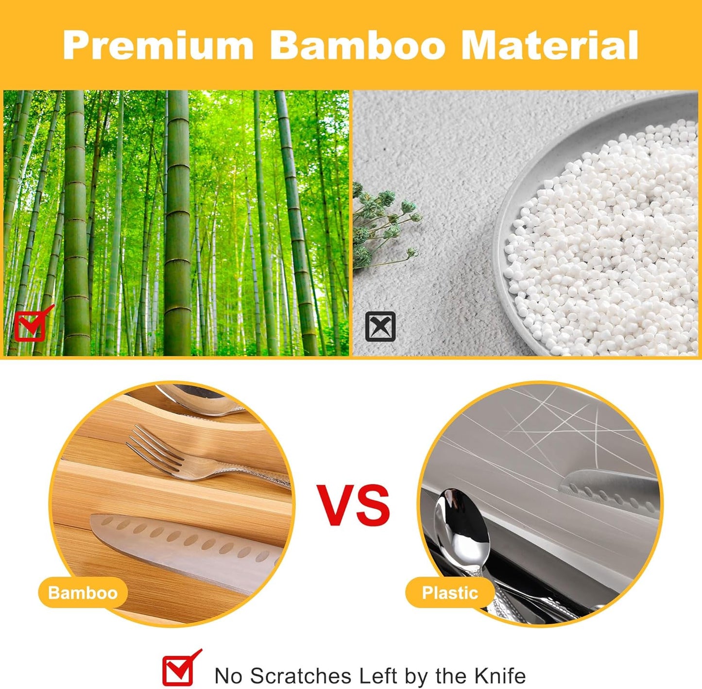 Kitchen Bamboo Silverware Organizer, Kitchen Drawer Organizer - Utensil Holder and Cutlery Tray with Grooved Drawer Dividers for Flatware 7 Slot, Natural