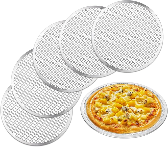 Pizza Pan Set of 3pcs, Aluminum Pizza Screen, Metal Pizza Tray for Oven Kitchen Baking Home Restaurant, Dishwasher Safe (12inch-6pcs)