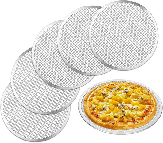 Pizza Pan Set of 3pcs, Aluminum Pizza Screen, Metal Pizza Tray for Oven Kitchen Baking Home Restaurant, Dishwasher Safe (12inch-6pcs)