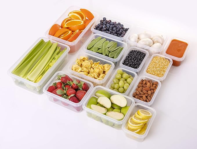 fullstar 28-Piece Plastic Food Storage Containers with Lids (14 Containers & 14 Lids) - Leakproof, BPA-Free, Meal Prep Containers, Reusable Lunch Storage Set for Kitchen Organization (Pack of 28)