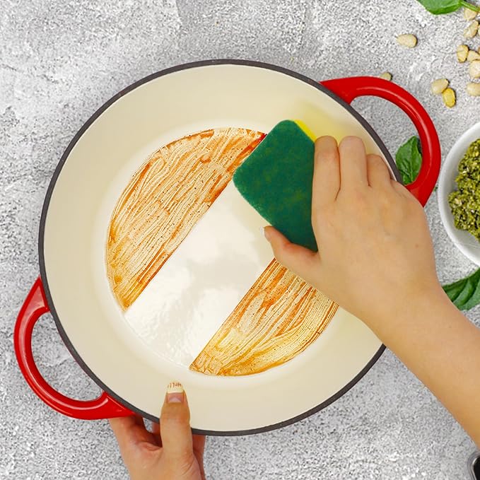 5 Quart Enameled Cast Iron Dutch Oven Pot with Lid, Dual Handle for Bread Baking, Heavy-Duty Cookware for Braising, Stews, Roasting (Red)