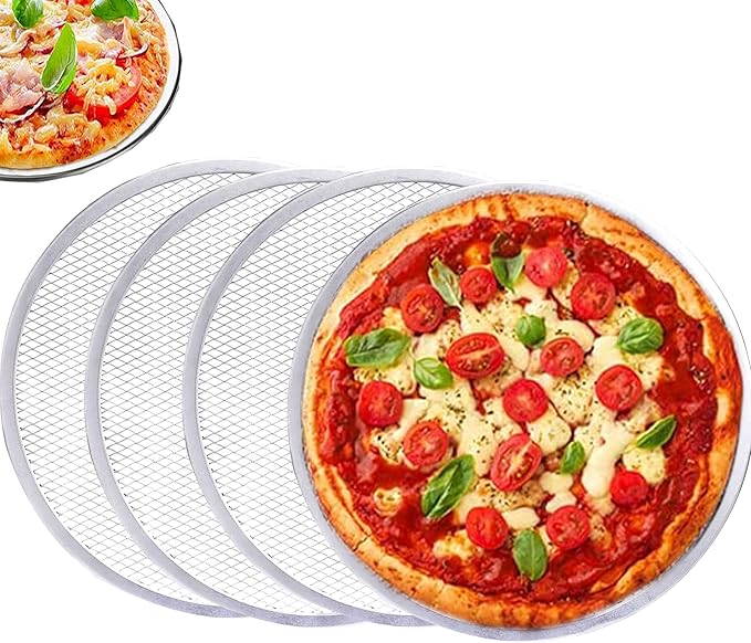 4 Pack 10 Inch Pizza Screen, Nonstick Pizza Screen Aluminum Round Pizza Baking Screen for Oven