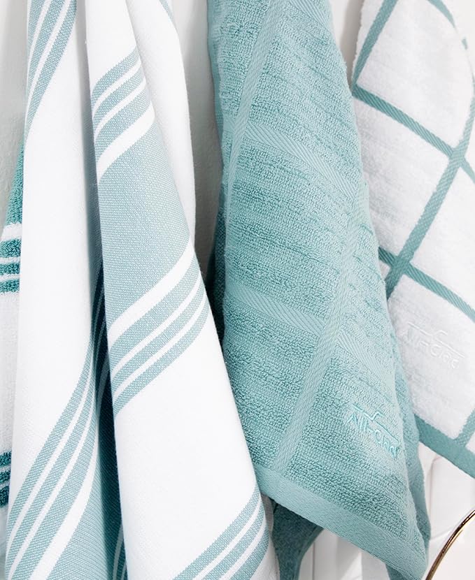 All-Clad Dual-Purpose Kitchen Towels: Highly Absorbent, Super Soft Long Lasting - 100% Cotton, 17"x30" Dish Towels for Cleaning & Drying Dishes, Pans, Glassware, or Countertops, (3-Pack), Rainfall