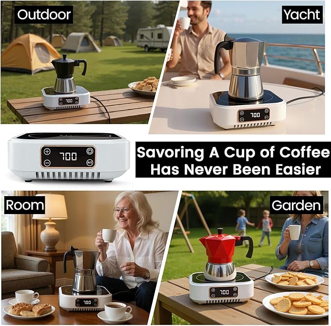 Small Hot Plate Mini Induction Cooktop, 700w Portable Stove Kitchen Cooktop Electric Heater Mini Induction for Moka Pots