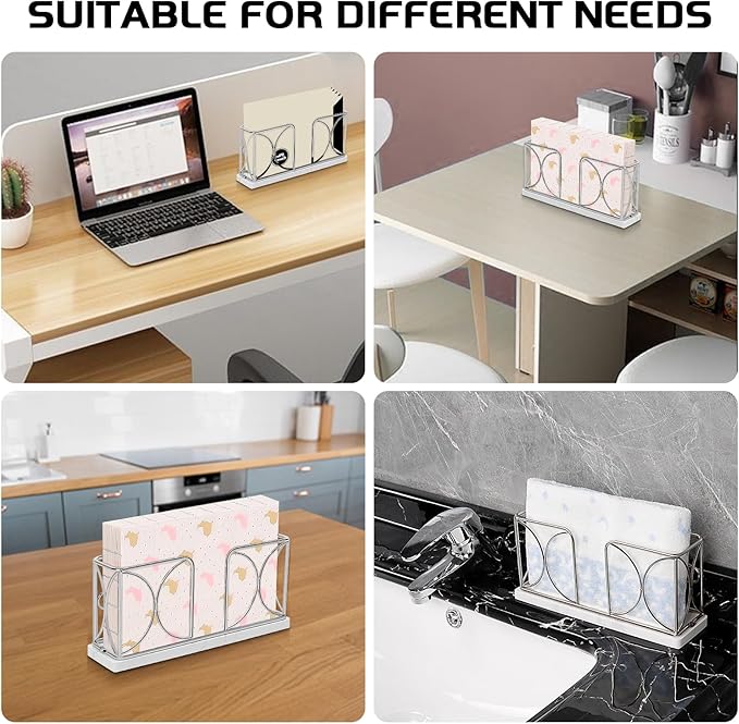 Napkin Holder with Marble Base, Guest Towel Paper Dispenser for Table, Modern Metal Napkin Stand, Ideal for All Bathroom Vanity, Kitchen Decor Accessories (Chrome, 4 Inch)