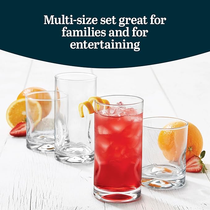 Libbey Impressions 16-Piece Tumbler and Rocks Glass Set