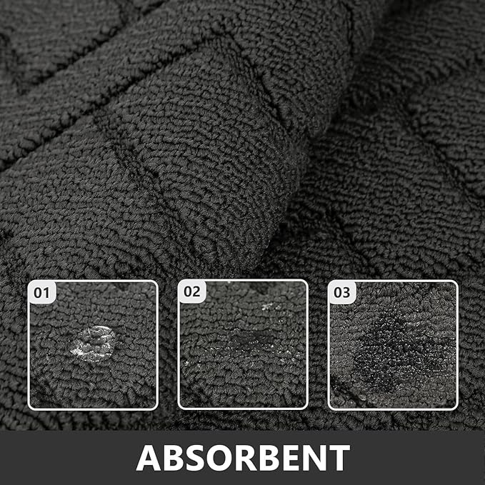 hicorfe Kitchen Rugs and Mats Sets,2 Pieces Super Absorbent Polypropylene Non-Slip Rug,Soft Comfort Floor Mat,Washable for Kitchen,Hallway,Office,Sink,Laundry(24" x 35"+24" x 71",Charcoal)