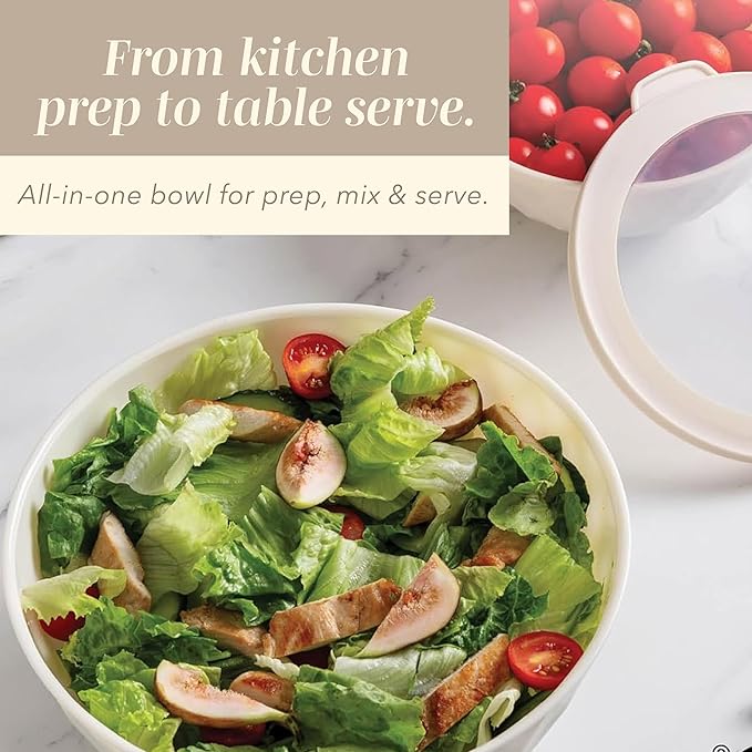 COOK WITH COLOR Mixing Bowls with Lids - 12 Piece Plastic Nesting Bowls Set includes 6 Prep Bowls and 6 Lids, Diamond Design - Microwave Safe, Brown