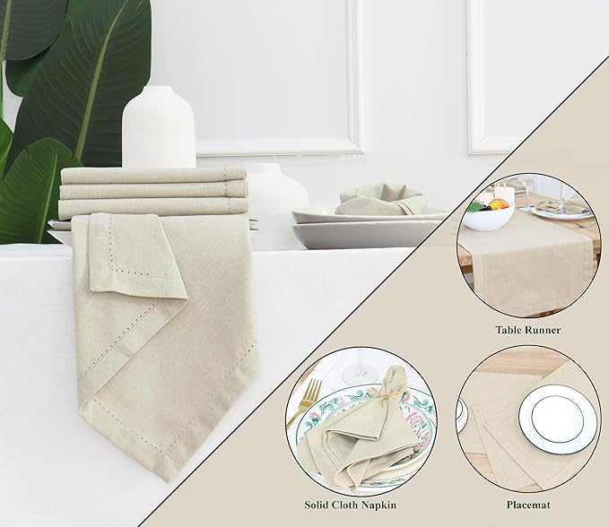 PurpleEssences Set of 12 Hemstitch Cloth Dinner Napkins 100% Cotton - Soft Durable Washable - Ideal for Wedding Christmas Holiday Winter - Perfect Everyday Use Table Linen 18x18 - Royal Linen