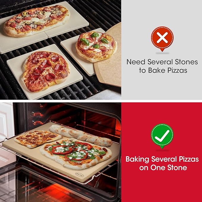 Unicook XX-Large Pizza Stone 26" x 17.5" x 0.6" for 36"/48" Home and Commercial Ovens, Rectangular Baking Stone, Ideal for Baking Crispy Pizzas, Bread and Cookies, Weighs 21 lbs, Does Not Fit 30"Ovens