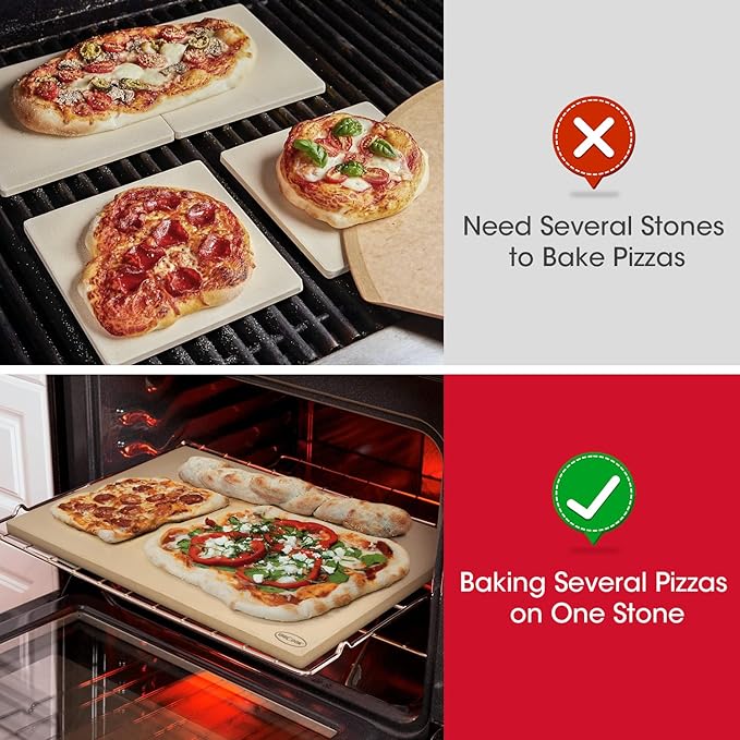 Unicook Extra Large Pizza Stone 24”x18” for X-Large Home Ovens and Commercial Ovens, Rectangular Baking Stone, Ideal for Baking Crispy Pizzas, Bread and Cookies, Heavy Weight 16.9 lbs