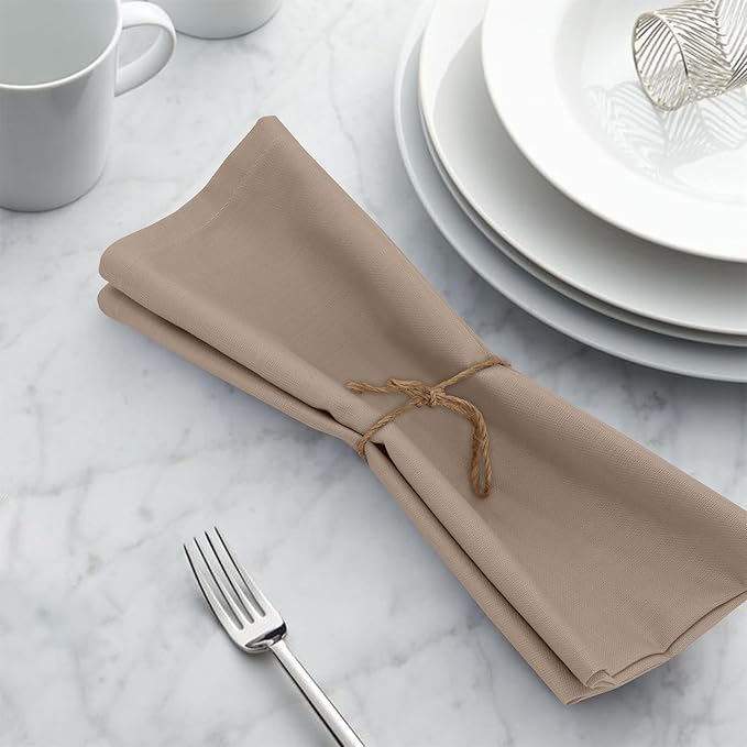 Ruvanti Cloth Napkins Set of 6, 18x18 Inches, 100% Cotton, Washable, Soft & Absorbent, Perfect for Wedding, Christmas, ‎Thanksgiving Dinners - Light Taupe