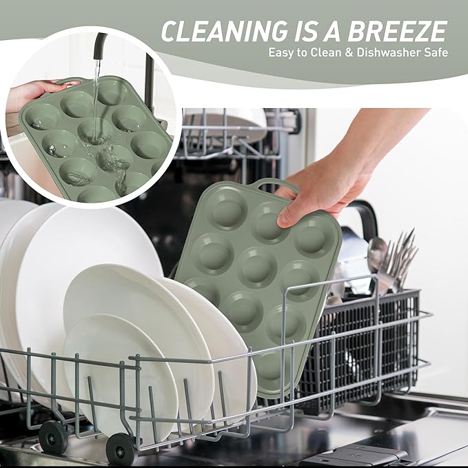 12 Cups Silicone Muffin Pan with Metal Reinforced Frame Cupcake Pan Tray Egg Molds Parents Stepdad Pawpaw Who Want Nothing Everything Future Groom Bride Law Christmas Xmas Happy Birthday Gifts Ideal