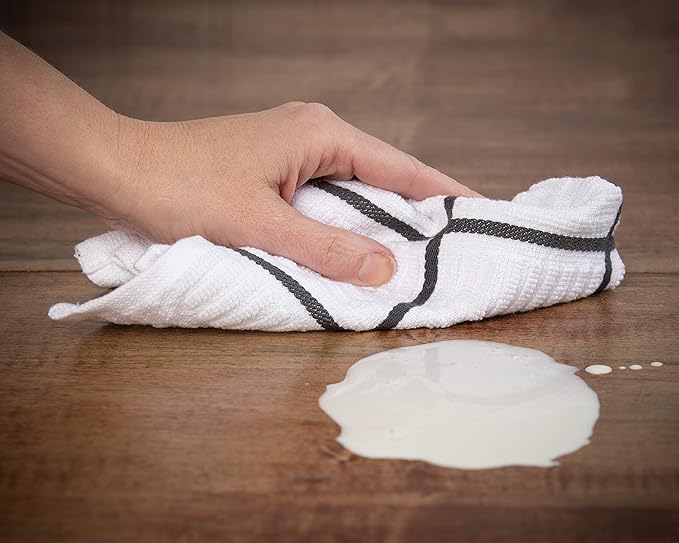 Sticky Toffee Cotton Dishcloths Set of 8 – 12x12 in Gray and White Tea Towels, Reusable and Absorbent Dish Cloths for Cleaning or Drying, Oeko-Tex Cotton