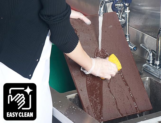 CURTA Cutting Boards for Kitchen, 20" x 14" x 0.5" 6-Piece (White, Red, Green, Blue, Yellow, Brown) Color Coded Plastic Chopping Board with Anti Slip Surface Dishwasher Safe