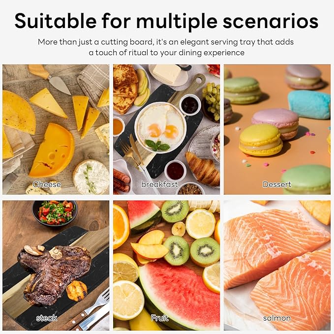 Marble charcuterie board: Acacia wood marble chopping board - suitable for kitchen, great gift for friends (black)