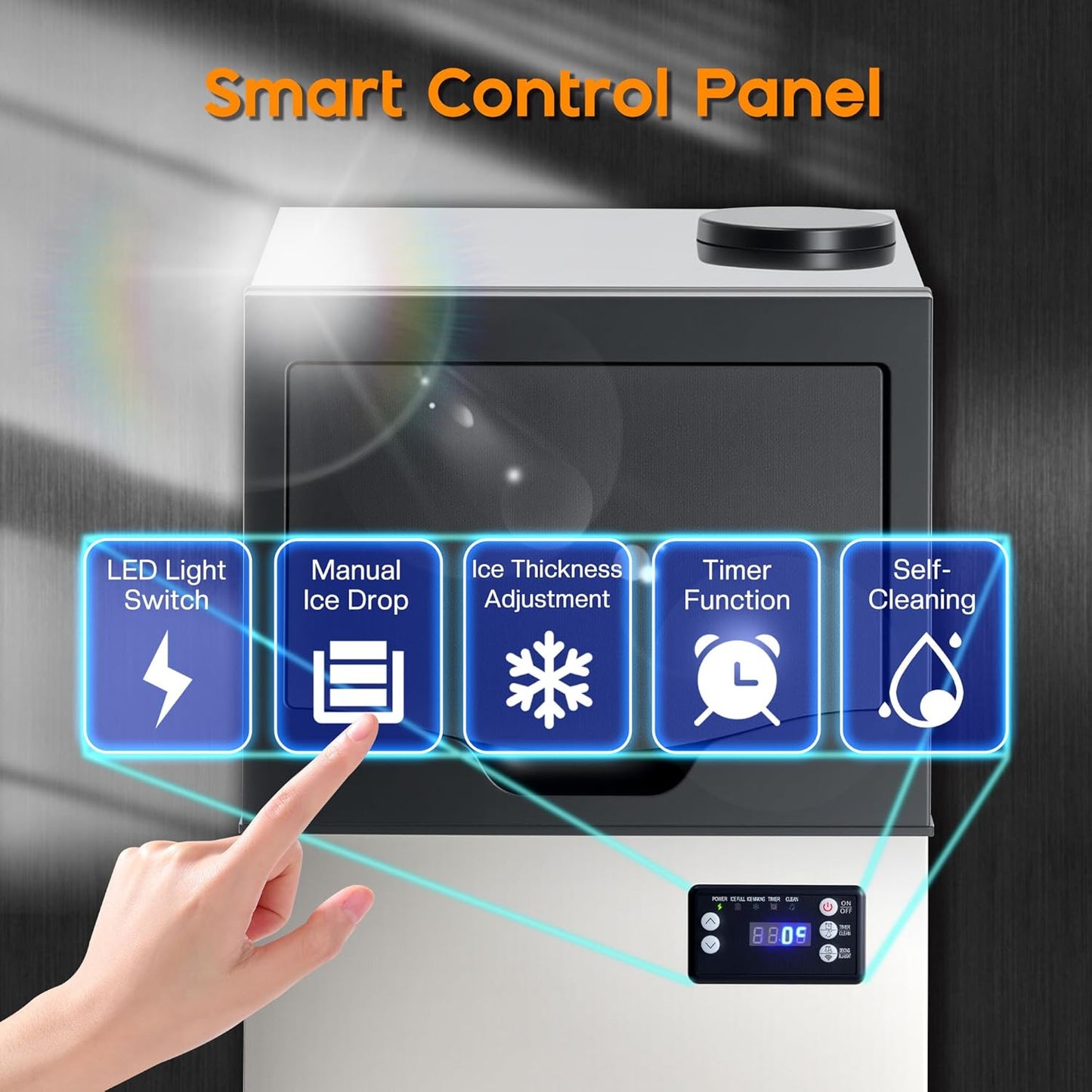 Albott Commercial Ice Maker with 2 Way Water Inlet, 150lbs/24H Freestanding ice Machine Countertop with 24lbs Storage Capacity, Self Cleaning for Home/Bar/Restaurant