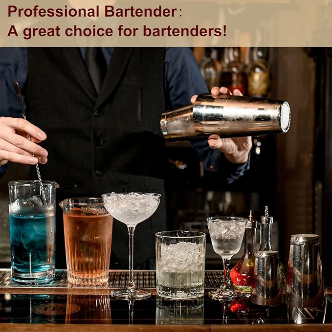 Lallisa 10 Pieces Cocktail Shakers Professional Bar Boston Shaker Set Stainless Steel Martini Shaker Drink Mixer Basic Tools Weighted Shake Metal Can for Bartenders, 18 Oz, 28 oz(Silver)