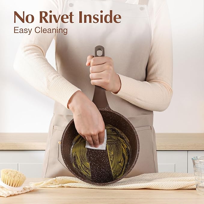 SENSARTE Saucepan Nonstick with Lid 2.0 Quarts Granite Coating Sauce Pot Small Kitchen Cooking Pot, Induction Comptable, Free of Intentionally Added PFOA