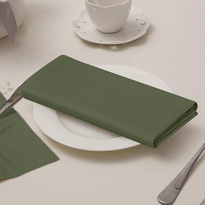 Ruvanti Cloth Napkins set of 12, 18x18 Inches Napkins Cloth Washable, Soft, Durable, Absorbent, Cotton Blend. Table Dinner Napkins Cloth for Hotel, Lunch, Restaurant, Weddings, Parties - Martini Olive
