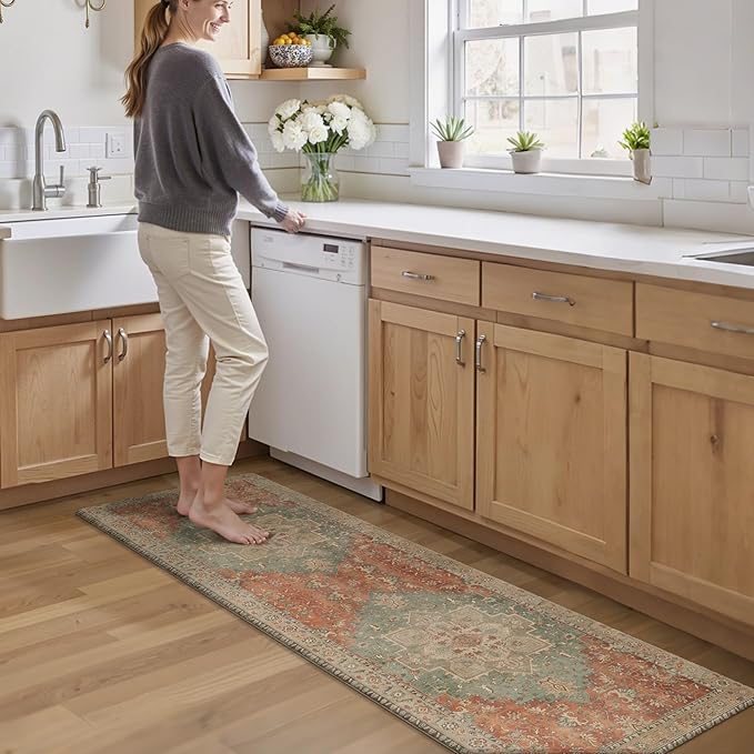 GENIMO Kitchen Mats for Floor, Washable Anti Fatigue Mat for Cushioned, 23.6"x71", Waterproof Kitchen Rugs, Non Slip Comfort Standing Mat Rug for Home, Sink, Laundry, Multi Color