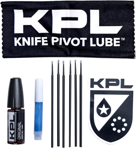 KNIFE PIVOT LUBE KPL Original Knife Care & Maintenance Kit Bundle for Blades Knife Pivot Lube Heavy,Pocket Knife Lubricant, Knife Honing Oil Knife Oil Lubricant for Blade Care, 10ml Oil Bottle