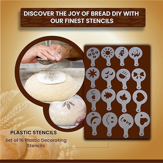 Round Banneton Bread Proofing Basket with Linen Liner, 9” Bread Basket with 6 Essential Bread Making Tools – Natural Rattan Sourdough Banneton Basket Kit for Baking Enthusiasts