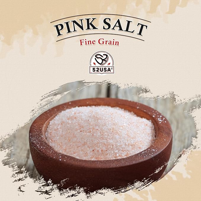 52USA Himalayan Pink Salt Fine, Fine Ground Table and Cooking Salt, 16oz (1 Pound), 100% Real, Pure, Unrefined Himalayan Pink Salt, 80+ Minerals and Electrolytes, Pink Himalayan Sea Salt