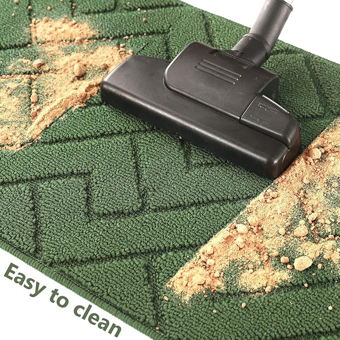 hicorfe Kitchen Rugs and Mats Sets,2 Pieces Super Absorbent Polypropylene Non-Slip Rug,Soft Comfort Floor Mat,Washable for Kitchen,Hallway,Office,Sink,Laundry(20" x 31.5" Plus 20" x 59",Green)