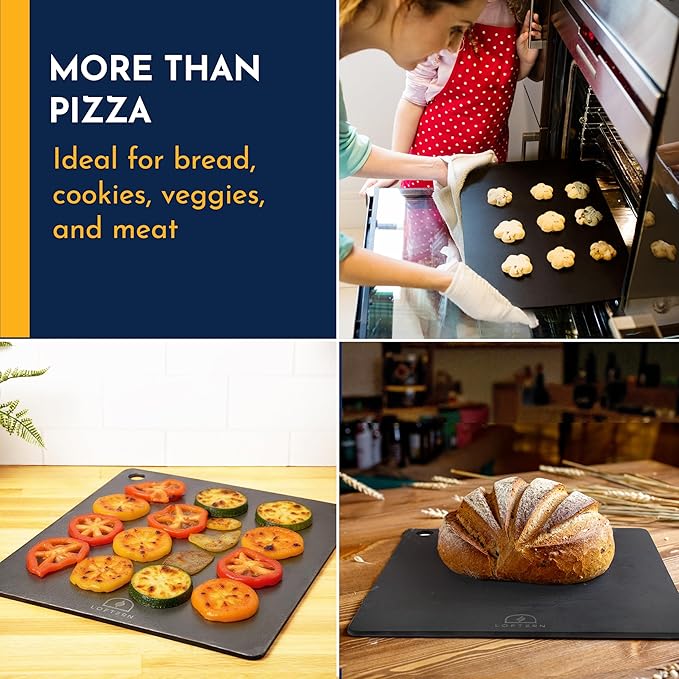 Loftern 14" x 16" Pizza Steel - Heavy-Duty Carbon Steel Baking Plate for Oven, Grill & Pizza Oven - Pro Pizza Stone for Bread, Sourdough, and Crisp Crust Perfection