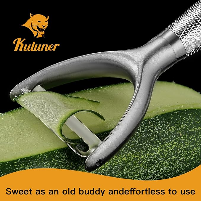 KULUNER Y-Type Vegetable Peeler, Silver Chrome Finish, 304 Stainless Steel Blade, Ultra Sharp Potato Peeler for Apples, Carrots, Heavy Duty Kitchen Peeler
