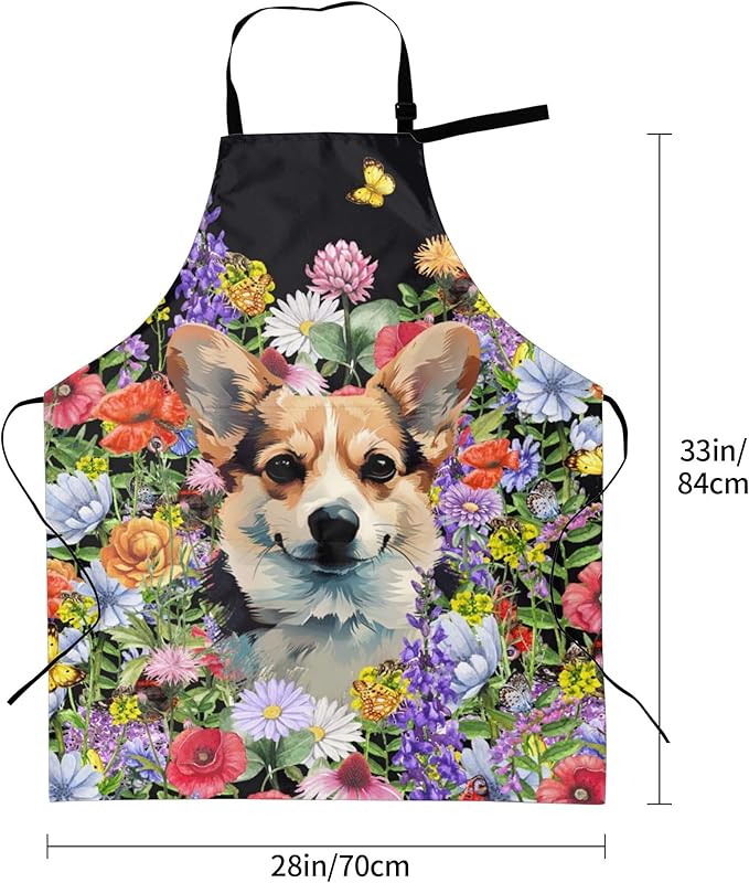 Funny Animal Apron with 2 Pockets Waterproof for Men Women Kitchen Garden Decor